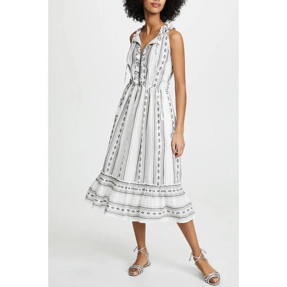 Roller Rabbit Dresses & Skirts - Roller Rabbit Odelle Dress Sleeveless Geometric Stripe Cotton Gray White Size XL